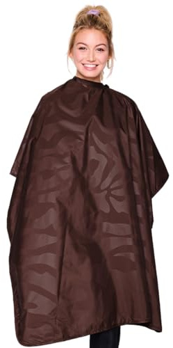Betty Dain Bleach-proof All Purpose Styling Cape, Material Defends Against Bleach Stains, Color Proof, Chemical Proof, Waterproof, Lightweight Embossed Nylon, Brown