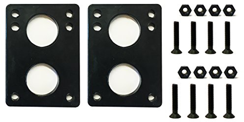 Vj skateshop Skateboard Riser Pads 3 mm 6 mm 12 mm (1/2) 14 mm Winkel Schwarz mit Skateboardschrauben Hardware BK 3,8 cm 3,8 cm 1,75 Zoll 5,1 cm, schwarz, 1.5 Black Screws