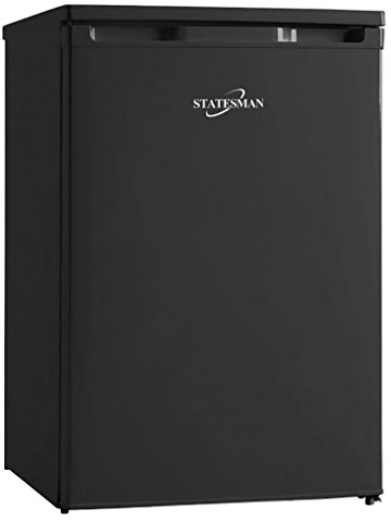 Statesman L255B Under Counter Larder Fridge, 55cm, 2 Adjustable Glass Shelves, Large Salad Drawer, Internal Light, Reversible Door, Adjustable Feet, Black