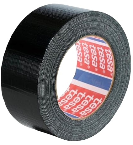 Tesa 4610 Professional Universale - Nastro Americano Telato per Riparazioni, Fissaggio, Imballaggio, Marcatura e Sigillatura - Per interni ed esterni - 25 m x 50 mm (Nero)