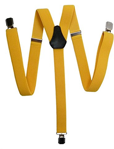 Olata Bretelle Unisex Sottili Regolabili con Clip in Metallo – 2,5 cm. Giallo