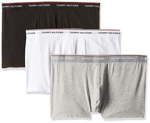 Tommy Hilfiger 3P Trunk 1U87903842, Uomo, Multicolore (Black/Grey Heather/White), S