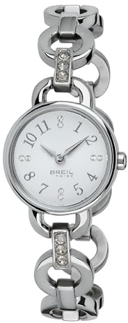 Breil, Collezione Agata, Orologio Donna, Bracciale con Catena in Acciaio e Cristalli Bianchi, Cassa 25 mm, Quadrante Bianco, Movimento al Quarzo, Resistente all'Acqua