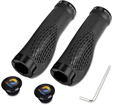 TOPCABIN Ergonomic Design Bike Grips,Double Lock on Locking Bicycle Handlebar Grips Cycle Bicycle Grip for Mountain Bike BMX (Black)