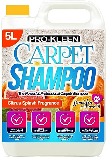 Pro-Kleen Professional Carpet Shampoo - Citrus Fragrance 5L - High Concentrate Cleaning Solution - Suitable For All Machines