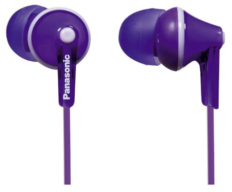 Panasonic RP-HJE125 In-Ear Earphones Channel-Type with Cable, Neodymium Magnet, Powerful Sound, ErgoFit, and Fit, Violet