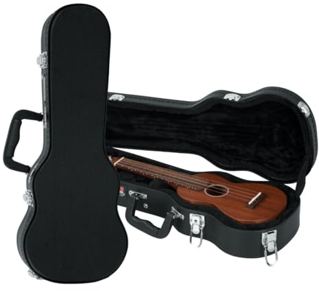Gator Cases Deluxe-Hartschalen-Holzkoffer für Sopran-Ukulelen, schwarz (GWE-UKE-SOP)