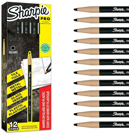 Sharpie Peel-Off-Porzellanmarker | feine Spitze | schwarz | Schreibt auf GlasPorzellan und Plastik | 12 Stück Wachsmarker