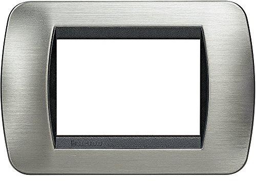 BTicino L4803ACS Placca di finitura 3 Moduli, Grigio / Nero (Acciaio / Antracite)