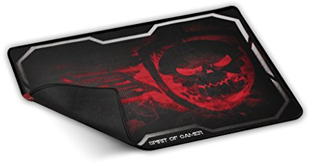 SPIRIT OF GAMER Röd rökig skalle musmatta storlek XL för optisk mus eller laser/3 mm tjockt ultramjukt tyg
