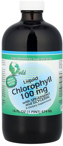 World Organics Liquid Chlorophyll Liquid with Spearmint, 16 Fluid Ounce