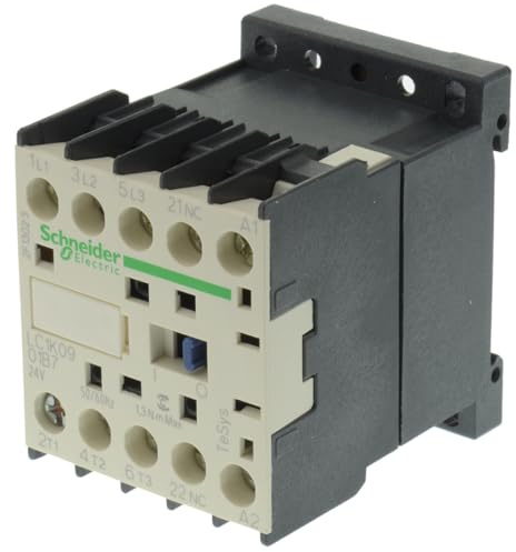 Schneider Electric, TeSys K contactor - 3P - AC-3 <= 440 V 9 A - 1 NC aux. - 24 V AC coil, LC1K0901B7