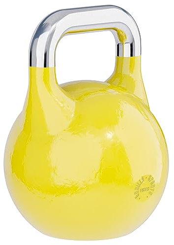 GORILLA SPORTS® Kettlebell Competition - Gewicht 8 kg bis 40 kg, Bodenschonende, aus Massivstahlguss, in 9 Farben - Wettkampf Kugelhantel, Schwunghantel, Kugelgewichte, für Fitness, Krafttraining, Gym