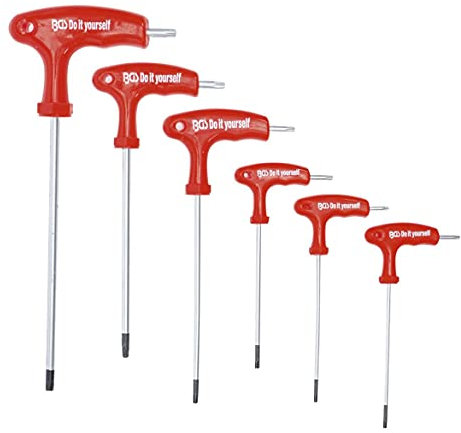 CLES TORX EXTRA LONGUES T10 A T40 - JEU DE 6 TOURNEVIS POIGNEE en T