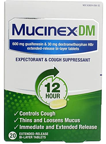 Mucinex DM 12-Hour Expectorant and Cough Suppressant Tablets, 20 Count