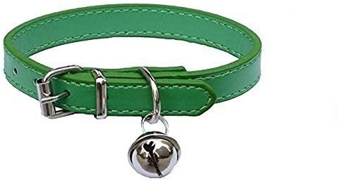 Green Leather Pet Collars for Cats,Baby Puppy Dog,Adjustable 8-10.5 Kitten Collar with Bell