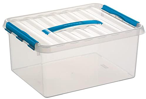 Sunware - Q-Line boîte de Rangement 15L Transparent Bleu - 40 x 30 x 18 cm