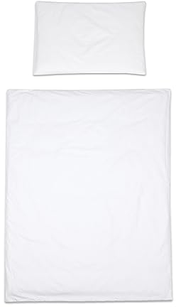 Baby Comfort 2 Piece Duvet Cover & Pillowcase Bedding Set 150x120 cm for Toddler Junior Cot Bed (White)