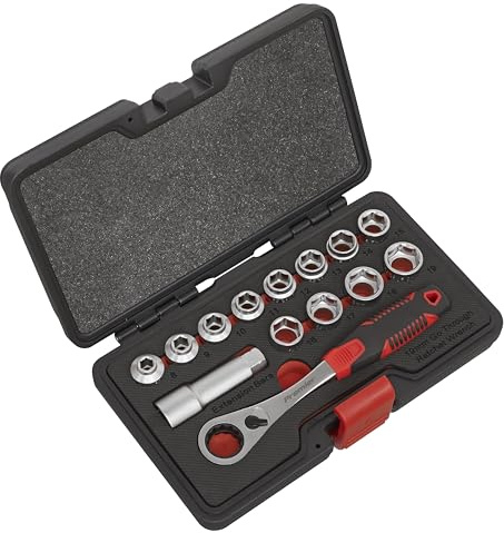 Sealey Ak6926 Socket Set 14Pc Go-Through Low Profile Walldrive Metric