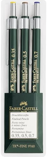FABER-CASTELL 136030 - 3er Set Druckbleistifte TK-FINE 9760, Minenstärken: 0,35 mm; 0,5 mm + 0,7 mm, Härtegrad HB