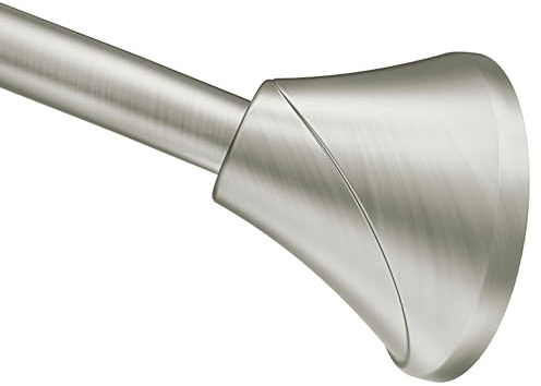 Moen Curved Adjustable Spring Tension No Drill Shower Curtain Rod for Bathroom, Brushed Nickel Finish, CSR2172BN