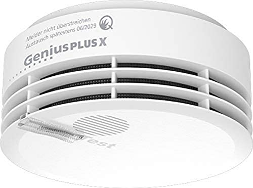Hekatron Rauchmelder Genius Plus X – Optional Funk-vernetzbarer Brandmelder – Rauchwarnmelder mit integrierter Batterie (10 Jahre Lebensdauer), LED Mehrfarbig & App-Unterstützt – Weiß, 1 Stück