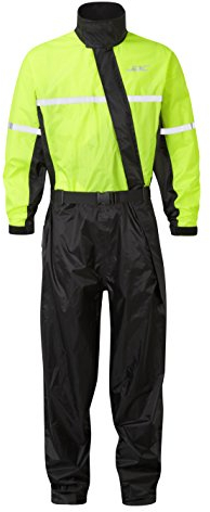 JDC Traje Impermeable Moto Lluvia Sobre Traje 1PC 1 Pieza - Shield - Amarillo/Negro - XXL - Largo Regular
