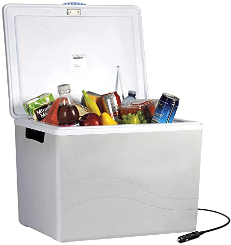 Koolatron Iceless 12V Electric Cool Box, 34L Portable Cooler/Warmer Car Refrigerator Fridge, DC Power Cord, Grey/White, Travel, Camping, Trucking, Made in North America