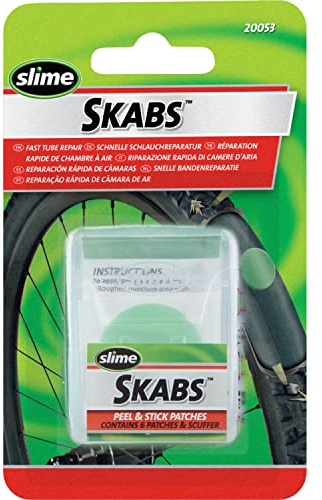 Slime 20053 Rad Slime Skabs Reparaturset, für Schlauchreparatur von Fahrradschläuchen, enthält 6 Flicken und 1 Metallschaber