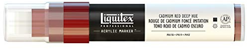 Liquitex 4610311 Professional Paint Marker, Acrylmarker mit hochpigmentierte Acrylfarbe auf Wasserbasis für den Innenbereich & Außenbereich, breite Spitze - Kadmiumrot dunkel Farbton
