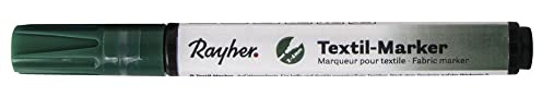 Rayher 35000428 textiltuschpenna täckande, rund spets 2–4 mm, med ventil, bladgrön