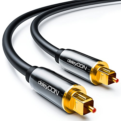 deleyCON 7,5m Câble Audio Numérique Optique - S/PDIF - 2x Toslink Fiche - LWL Fibre Optique Connecteur Métallique 5mm Flexible - Noir