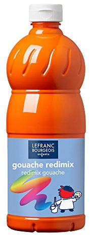 Lefranc Bourgeois 188025 Redimix Tempera Farbe - Orange - 1000 ml – Flüssige Gouachefarbe, hohe Deckkraft, wasserbasiert