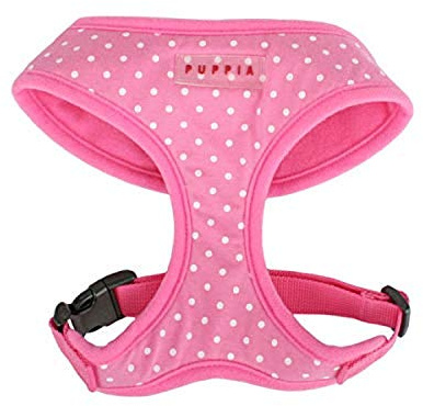 Puppia Dotty Dog Harness Over-The-Head No Pull No Choke Walking Training Adjustable for Small & Medium Dog, Medium, Pink