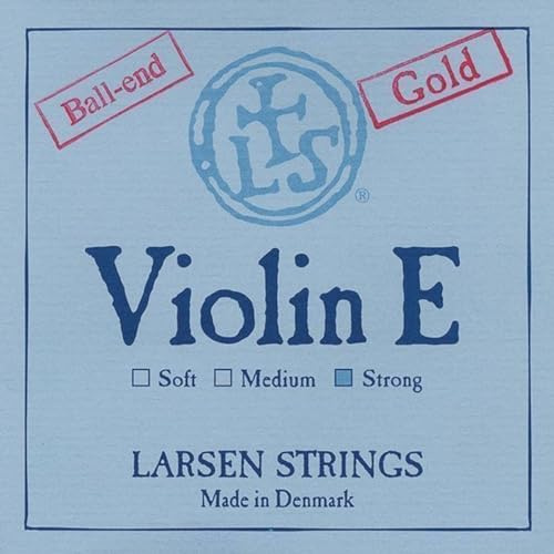 Larsen violinsträngar Original Synthetic,Fibre Core E Gold, rostfritt stål, guldpläterat, med kulände, strong