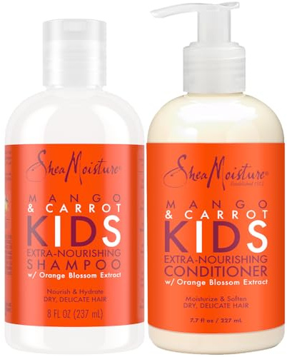 SheaMoisture Kids Mango & Carrot Shampoo and Conditioner Set w/Orange Blossom Extract, Strengthening Hair Products for Kids