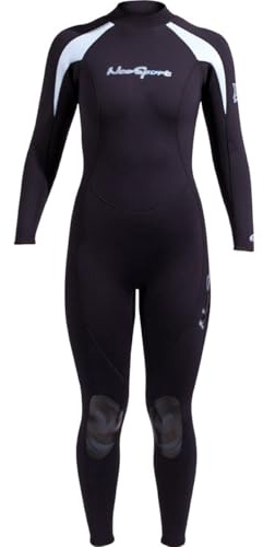 NeoSport Wetsuits Women's XSPAN 5mm Full Jumpsuit, Powder Blue Trim, 14 - Diving, Snorkeling & Wakeboarding