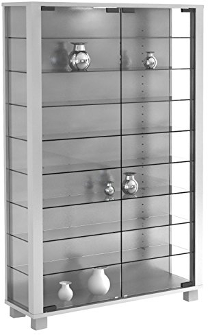 VCM Glasvitrine stehend | Vitrine Glas mit ESG-Sicherheitsglas | Maße ca. H. 90 x B. 59 x T. 18 cm | Standvitrine Glas | Modern und platzsparend | Glas Vitrinenschrank – Lumo Mini