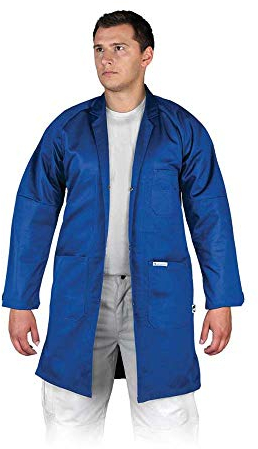 Qualitäts Arbeitskittel Kittel Berufskittel Arztkittel Laborkittel Berufsmantel (L, blau)