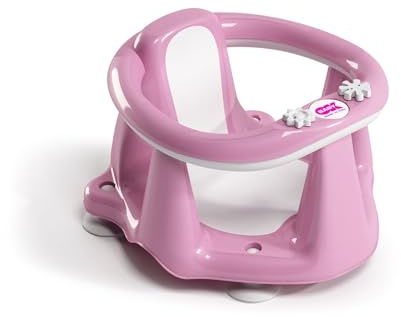 OKBABY Flipper Evolution - Seggiolino da Bagno, Anello con Seduta in Gomma Antiscivolo per il Bagnetto del Neonato 6-15 Mesi (13 kg) - Rosa