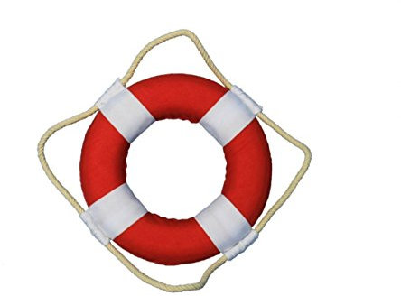 Hampton Rettungsring, nautisch, lebendig, mit weißen Bändern, 15,2 cm, Rot