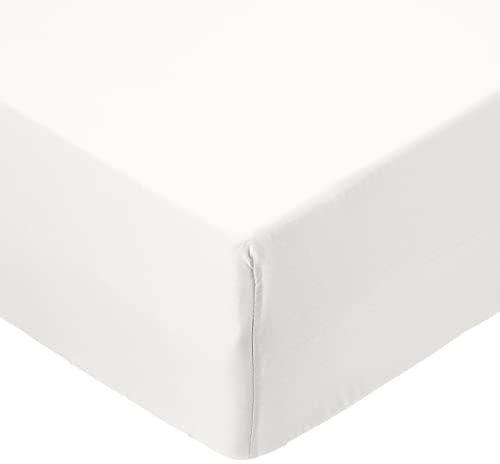 Amazon Basics Bedding Soft Microfibre Single Fitted Sheet with 12 inch (30 cm) Deep Pocket, 90 x 190 cm, White