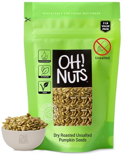 Oh! Nuts Pumpkin Seeds Roasted Unsalted 2lb Pepitas Dry Roasted