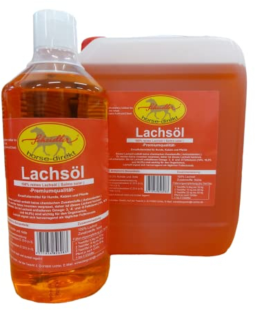 Scheidler horse-direkt Lachsöl für Hunde, Katzen und Pferde, reines Fischöl, Barf Öl ohne Zusätze, reich an Omega-3, 6- und 9-Fettsäuren, natürliches Einzelfuttermittel, 6 Liter
