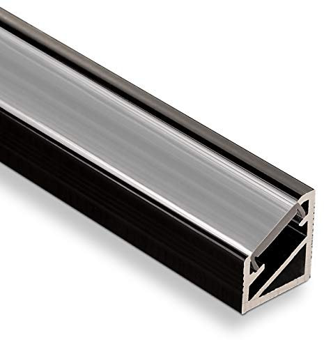 25 Stück LED Profil-66 Eckprofil schwarz mit opaler Abdeckung 2000 x 14,5 x 16,5 mm von SO-TECH®