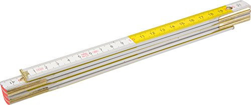 TOPEX 26C006 2 m Wooden Folding Rule - White/Yellow