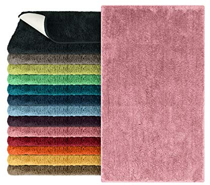 npluseins Mikrofaser Badteppich - viele Farben & Größen 800.1026, Altrosa, 70 x 120 cm