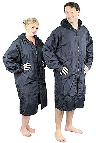 Dive Boat Fleece Coat Jacket w/Hood for Scuba Diving, Sailing, Boating, Rafting, Snorkeling Black, Men's XXL