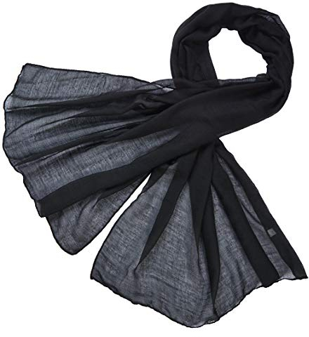 Miobo Loop Schal Crinkle Schal Halstuch Unifarbe 70 x 180cm Frühling Sommer Herbst Offen Schwarz