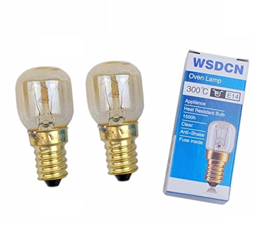 2 Pack, Fulfilled by Amazon, WSDCN E14 T22 15W 120V 120 Volt (110V~130V) Oven Light Bulb Oven Lamp Heat Resistant Bulb 300°C